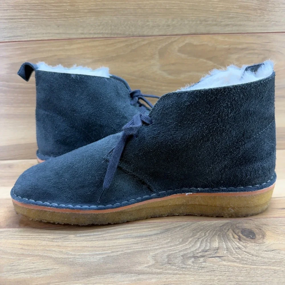 Clarks Todd Snyder Desert Chukka Mens 11.5 Dark Gray Blue? Suede Crepe Gum Fur